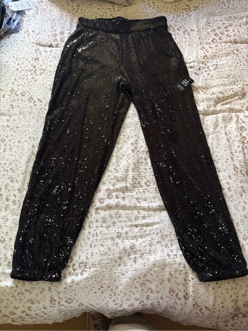 Express Black Sequin Joggers with Shimmer